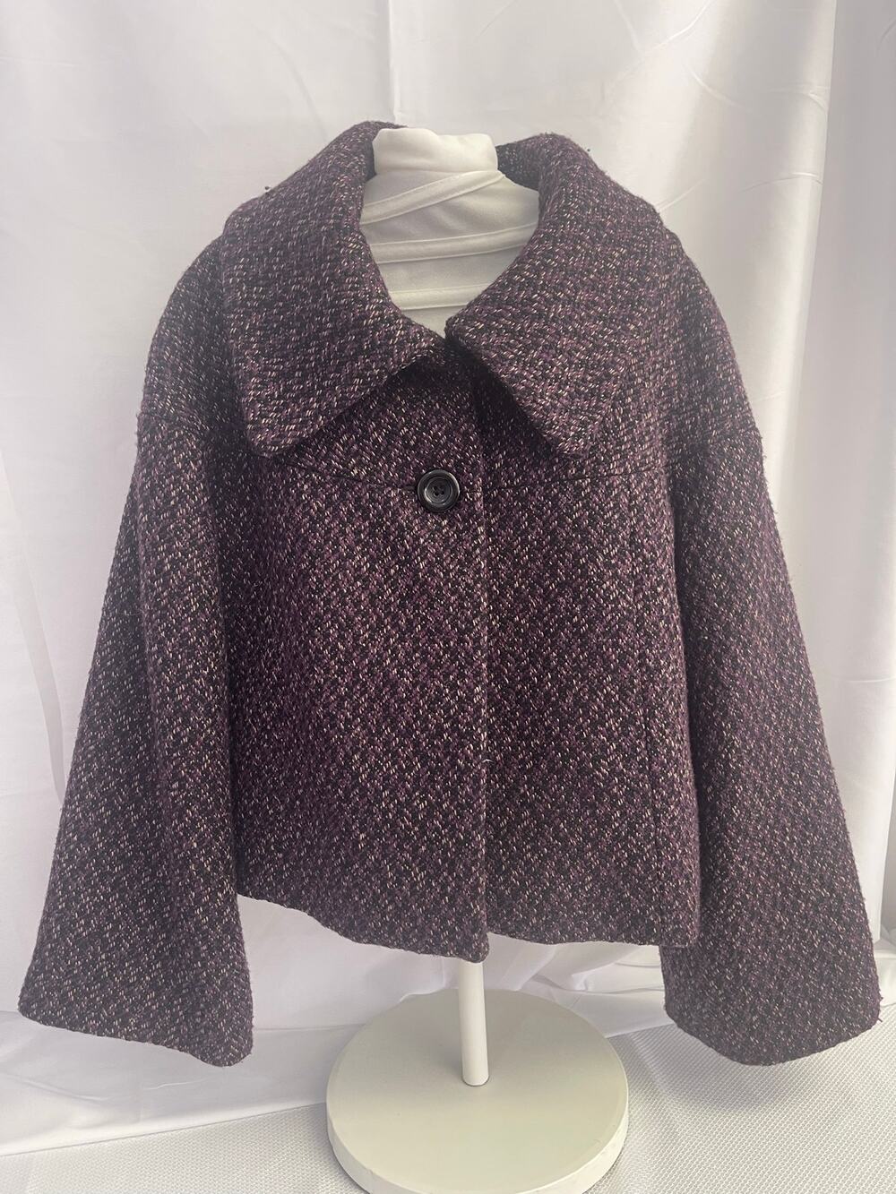 Willi Smith Women's Purple Black Tweed Textured Jacket Size L